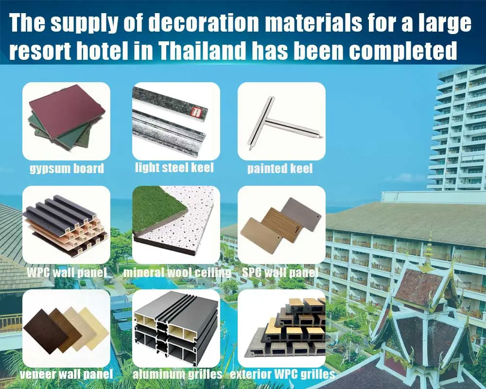 Haofa International has successfully completed the supply of decoration materials for a large resort hotel in Thailand, and the quality has been highly recognized by customers